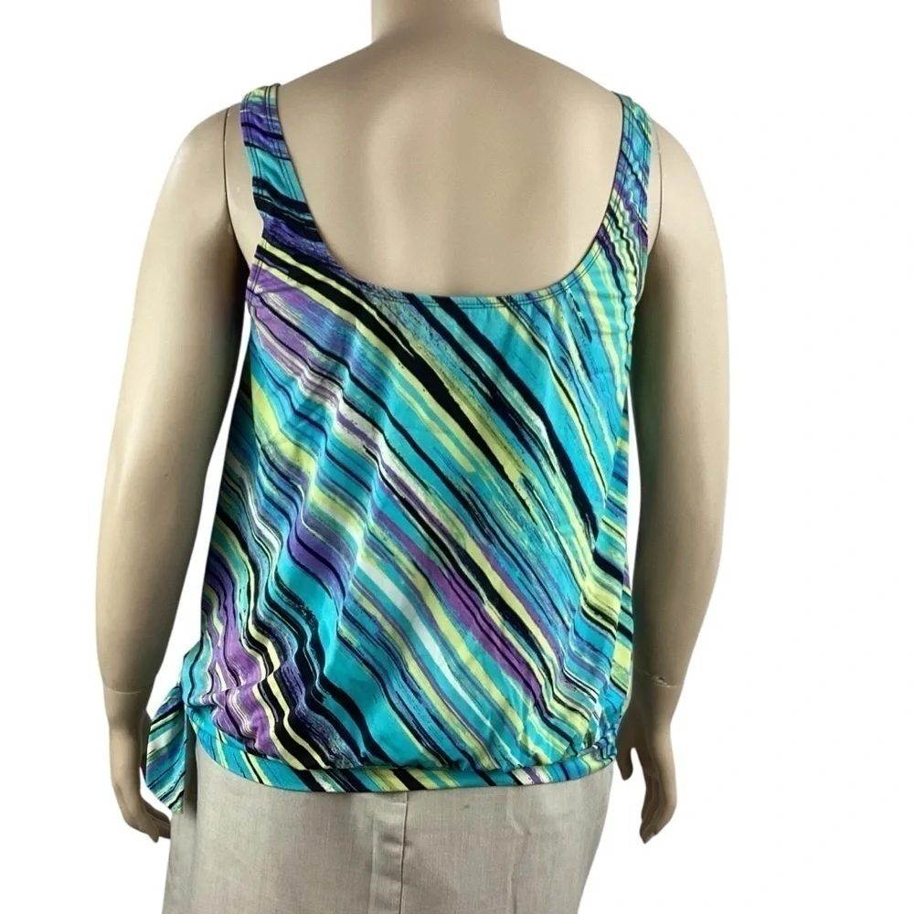 Swimsuits for All Beach Belle Tankini Top Size 18 Blue Stripe